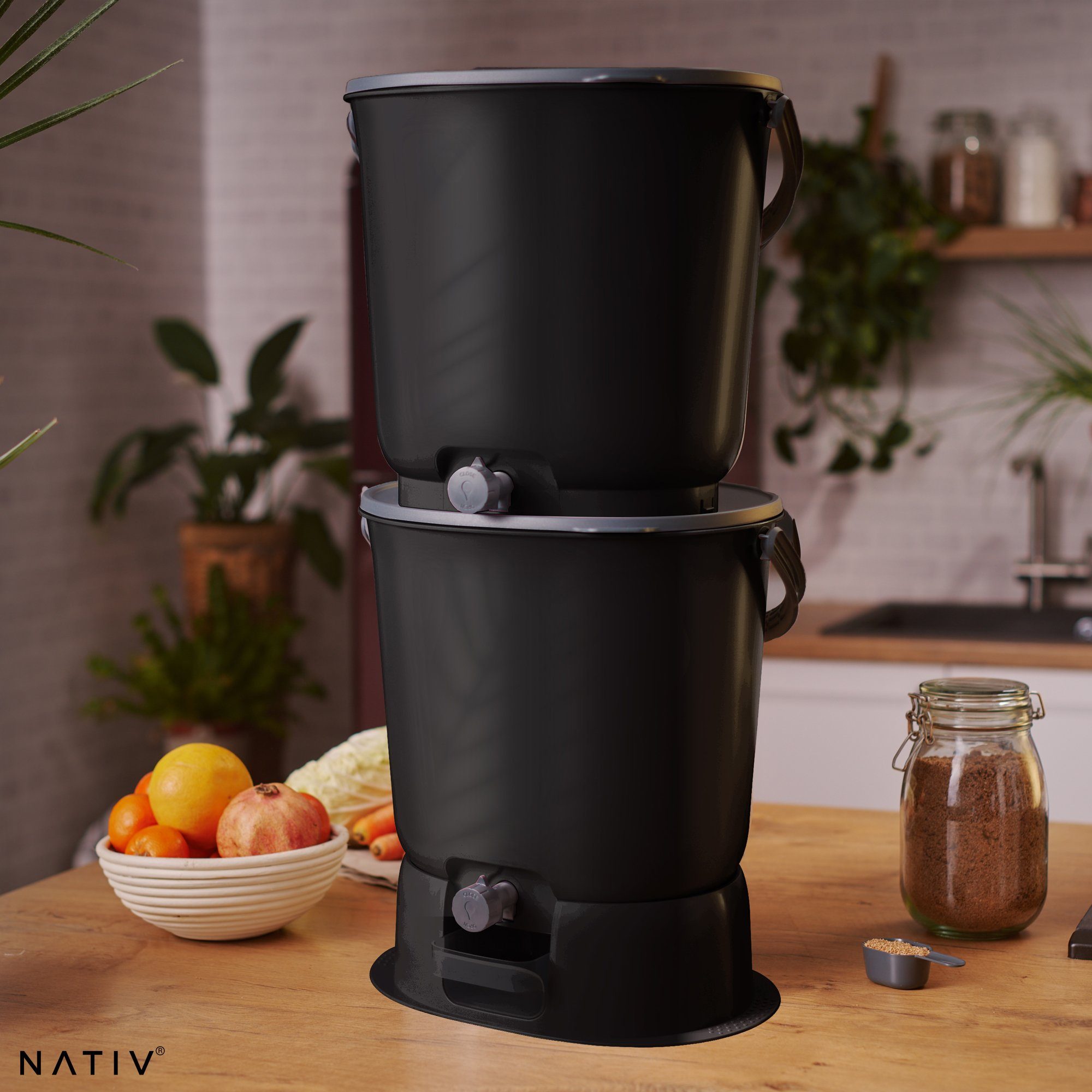 skaza Exceeding Expectations Komposter Bokashi Starter Set mit 2 Eimern und Ferment, 15,3 l