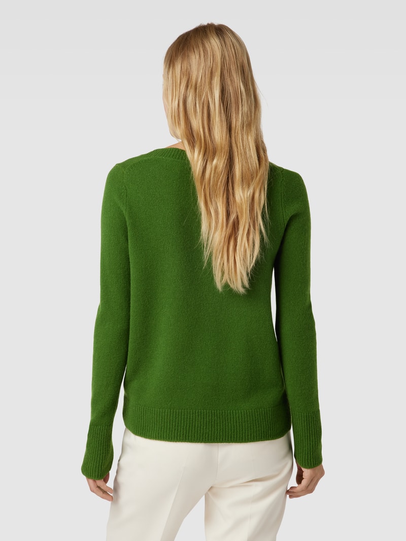 Strickpullover aus Wolle mit V-Ausschnitt in grasgrün