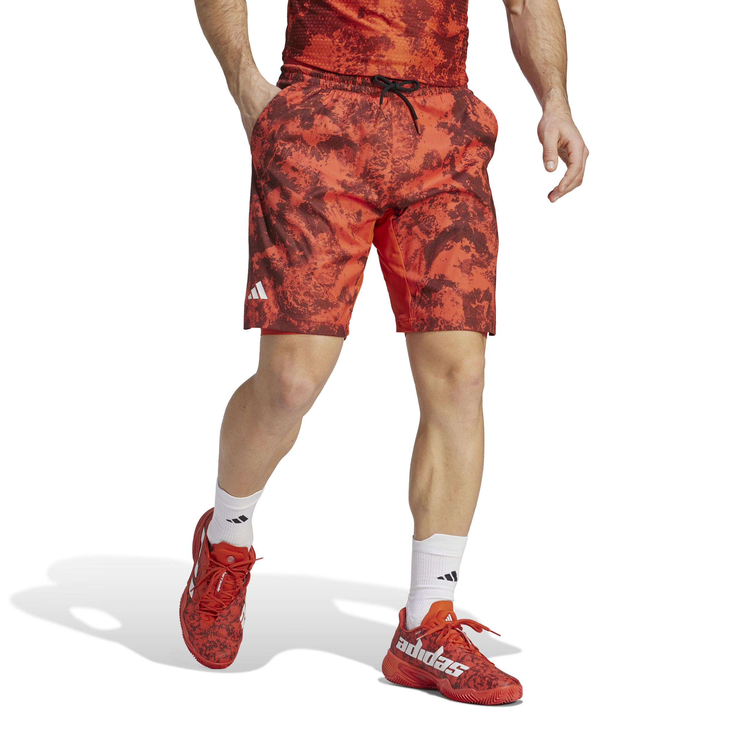 Paris 2N1 Shorts Herren - Orange, Rot