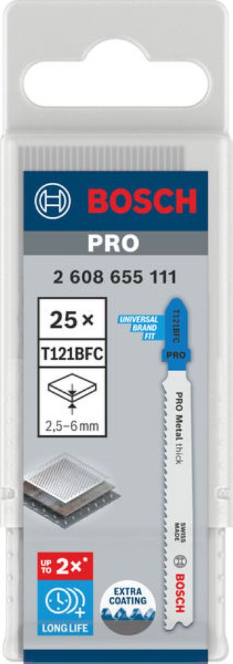 Lamă de ferăstrău pendular Bosch Blue Accessories 2608655111 PRO Metal gros T121BFC 92 mm 25 bucăți