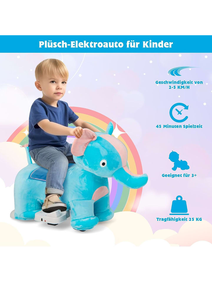COSTWAY 6V Elektro Tierform Plüsch in Blau günstig kaufen 72 x 35 cm