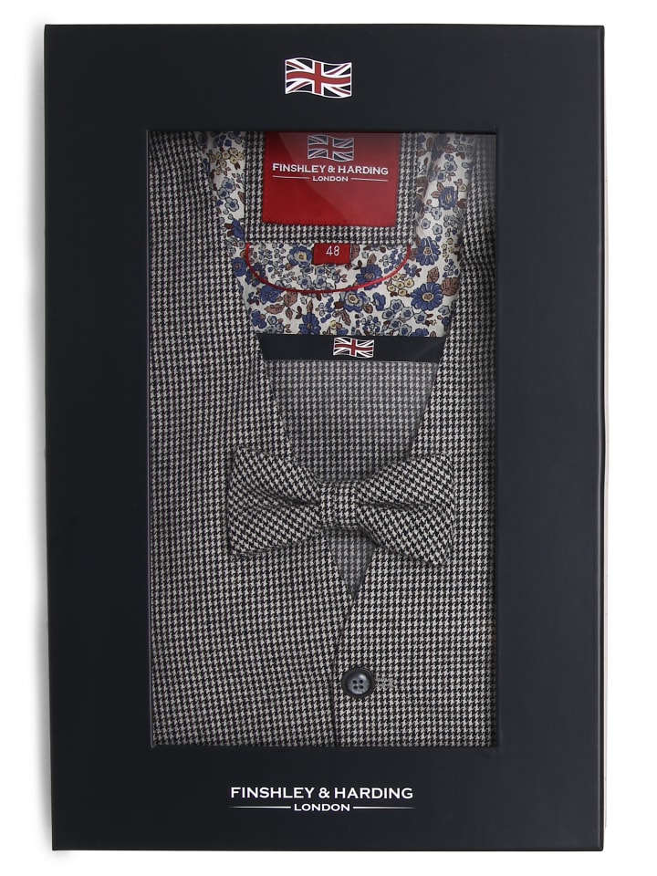 Finshley & Harding London Weste mit Fliege und Einstecktuch in schwarz braun - 0001 günstig kaufen