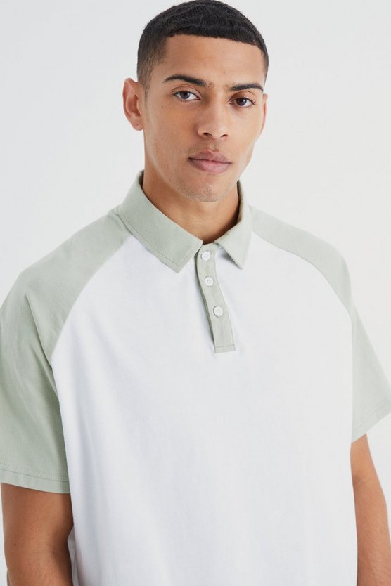 Kastiges Oversize Raglan Poloshirt