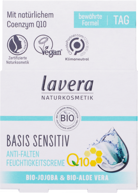 Lavera Basis Sensitiv Q10 Anti Falten Feuchtigkeitscreme Tag