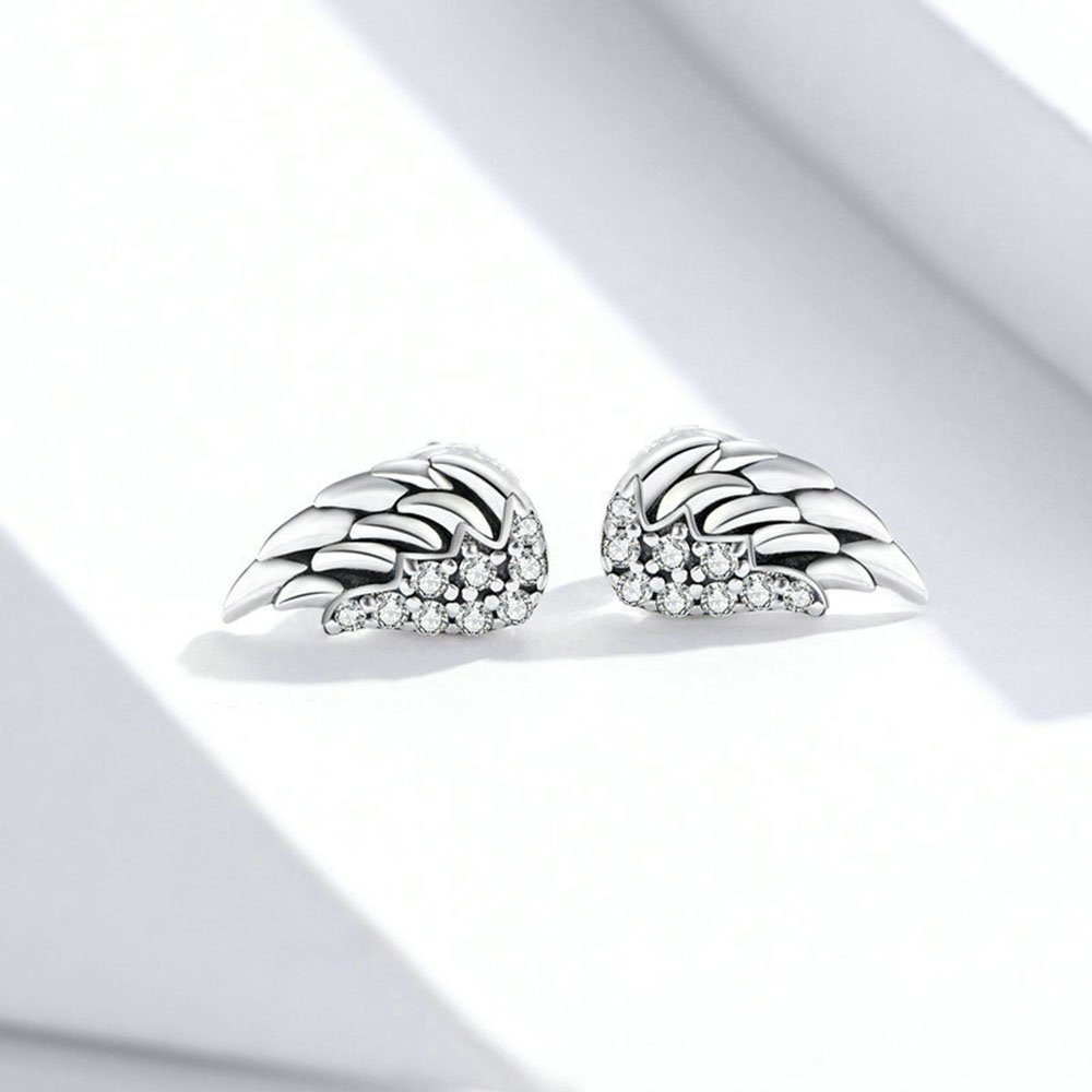 POCHUMIDUU Paar Ohrhänger 925 Sterling Silber Engelsflügel Ohrringe (2-tlg., mit 3A Zirkonia Ohrschmuck), Für Frauen Mädchen Geschenk