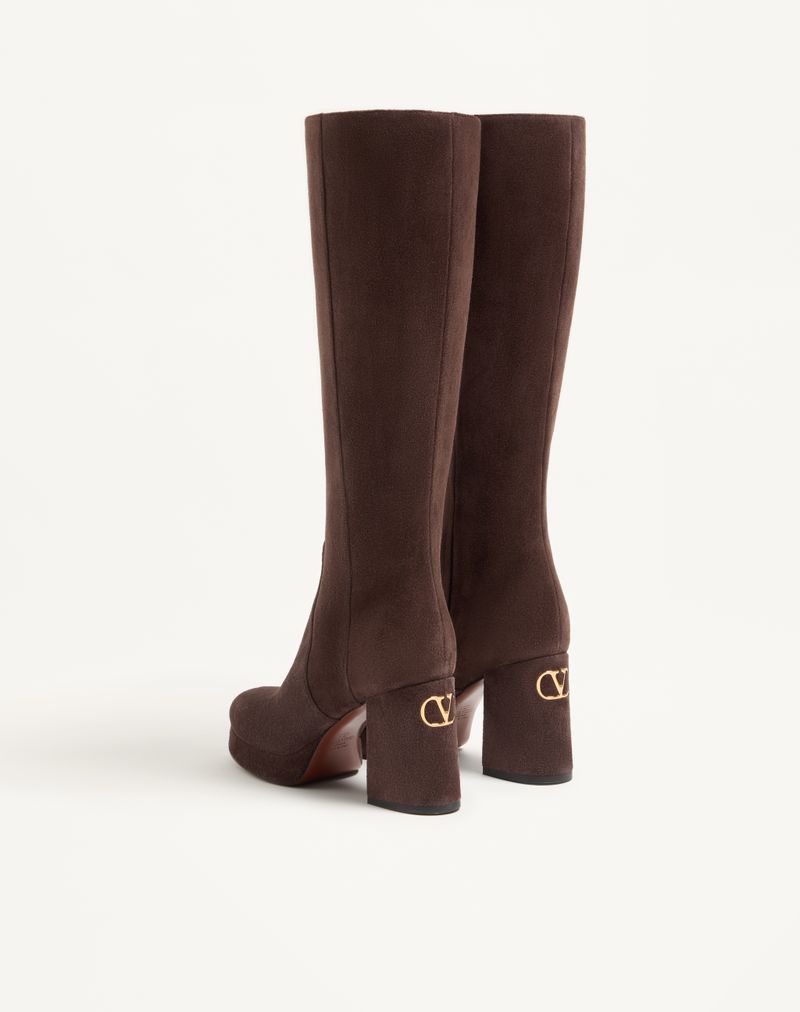 Bota plataforma Fawcette de 90 mm em couro dividido