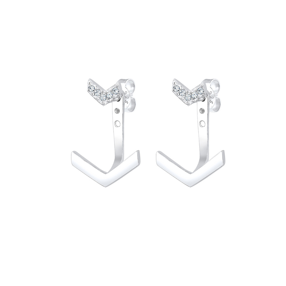 Elli Elli Boucles d'Oreilles Femme Triangle Cristaux 925 Argent Boucles d'oreilles
