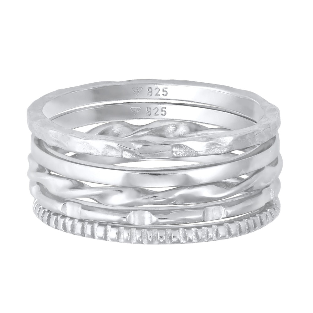 Elli Elli Bague Bagues superposées pour femmes - Lot de 5 - Tendance minimale filigran Bague