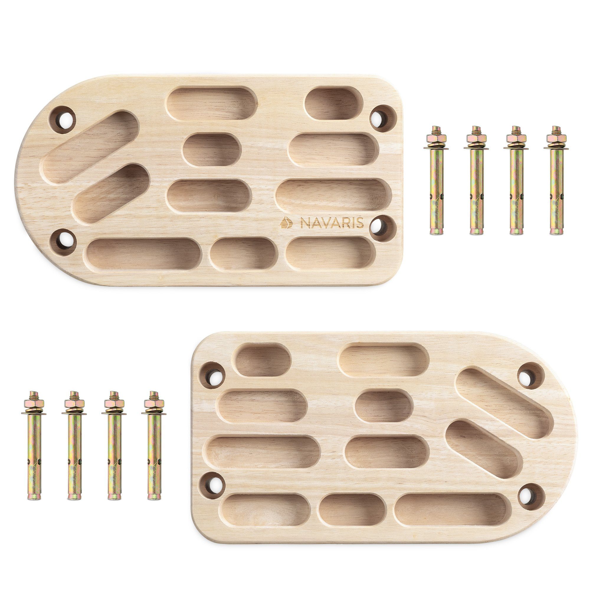 Navaris Klettergriff 2x Hangboard Klettergriffe aus Holz - Boulder Board Griffe Hängebrett