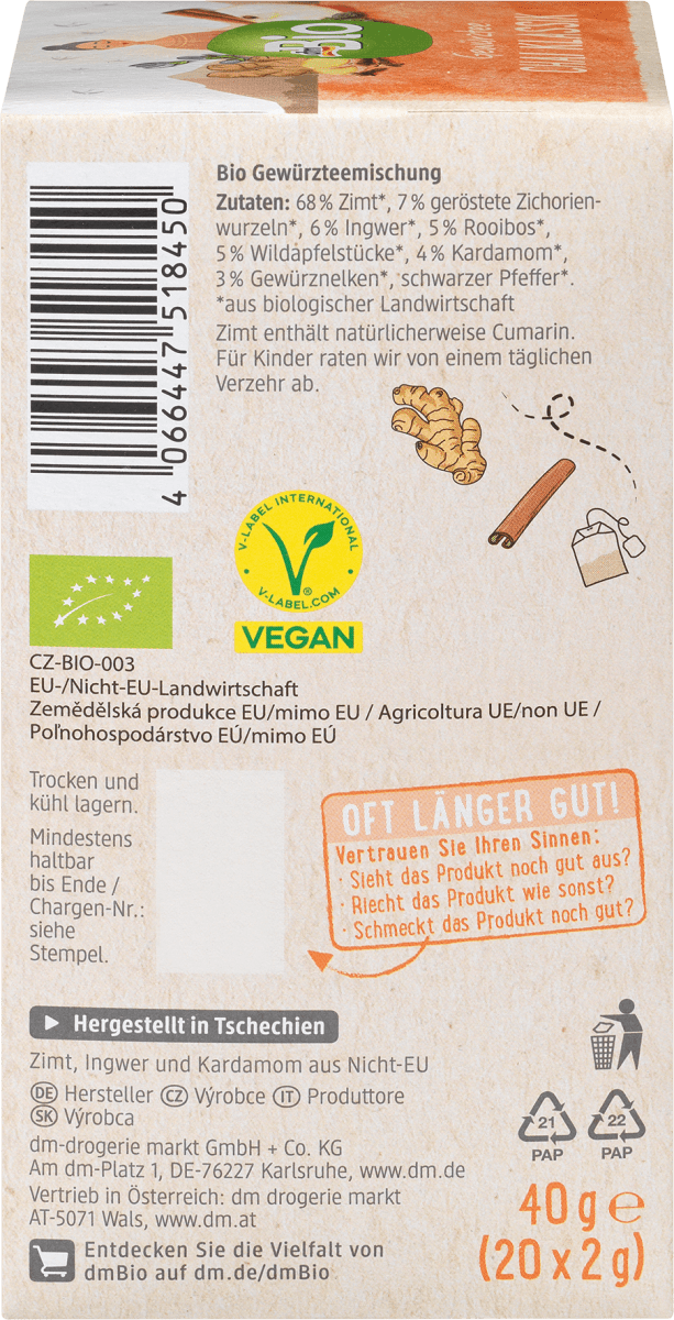 Gewürz-Tee, Chai Tee Klassik (20 x 2 g), 40 g