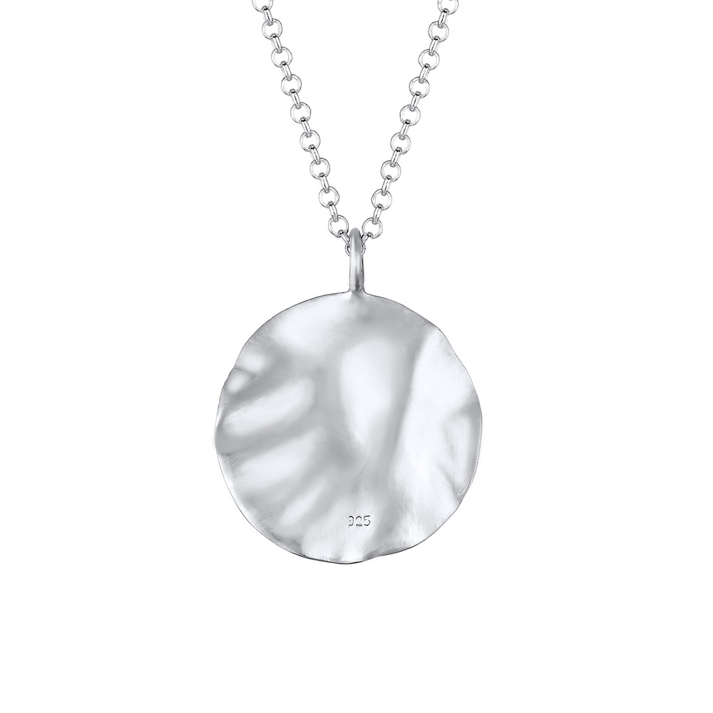 Elli Elli Collier Femme Pendentif Design Organique Paillette - (925/1000) Argent Bijoux