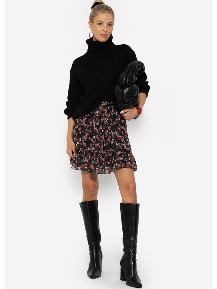 SASSYCLASSY Volants Rock mit Rüschen in Schwarz, Rot günstig kaufen S
