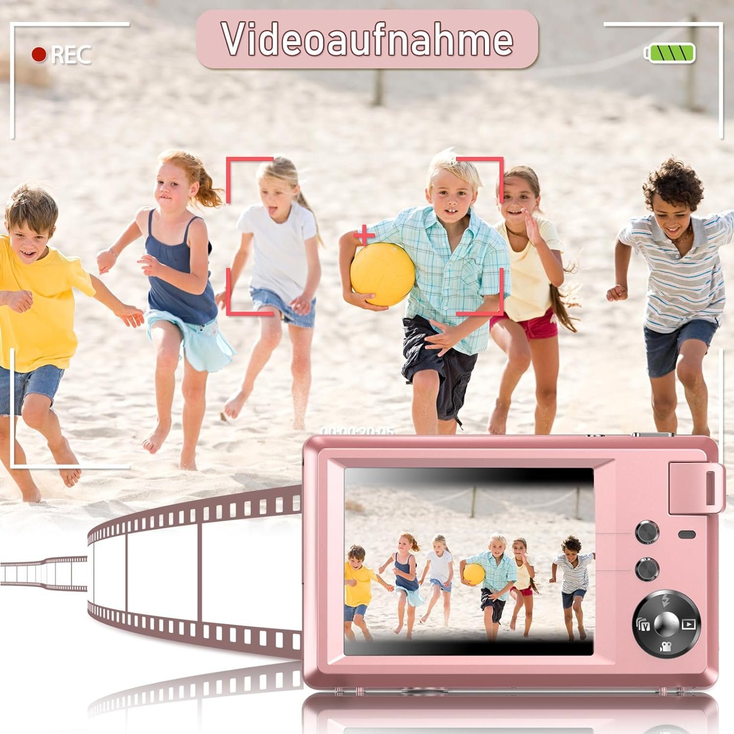 A Ade kompakte Digitalkamera, 4K HD 1080P 48MP Fotokamera mit 32 GB SD-Karte Kompaktkamera (48 MP, 16-fachem Digitalzoom, elektronischer Bildstabilisator)