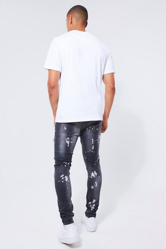 Zerrissene gebleichte Skinny Stretch Jeans