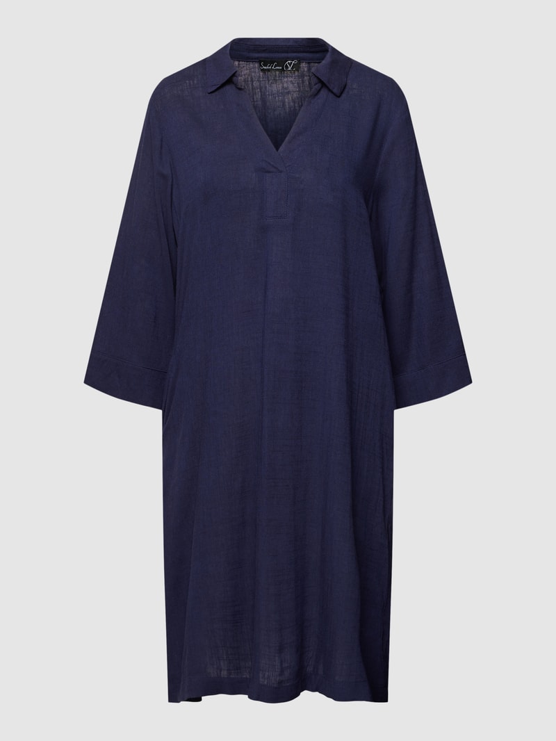 Knielanges Tunikakleid mit 3/4-Arm in marineblau