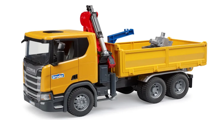 BRUDER - Scania Super 560R Baustellen-LKW mit Kran und 2 Paletten