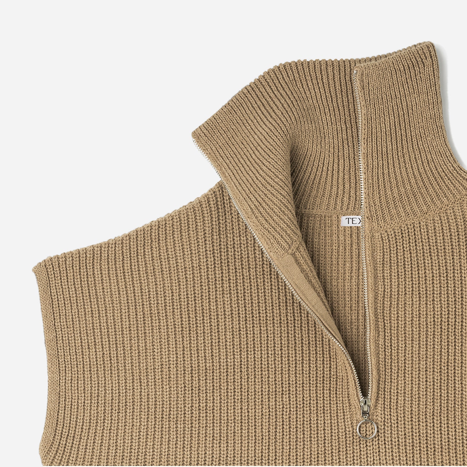Pull-cape TEXTO beige en tricot à col camionneur - taille unique