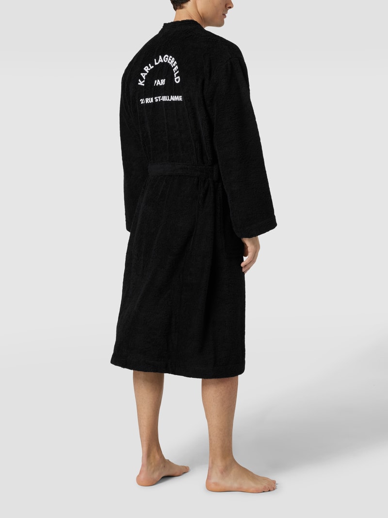 Bademantel mit Label-Stitching in schwarz