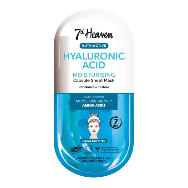 Máscara facial hidratante em tecido com ácido hialurônico Nutriactive da 7th Heaven, 19g