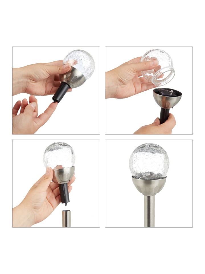 relaxdays 4x Gartenleuchte in Silber günstig kaufen onesize