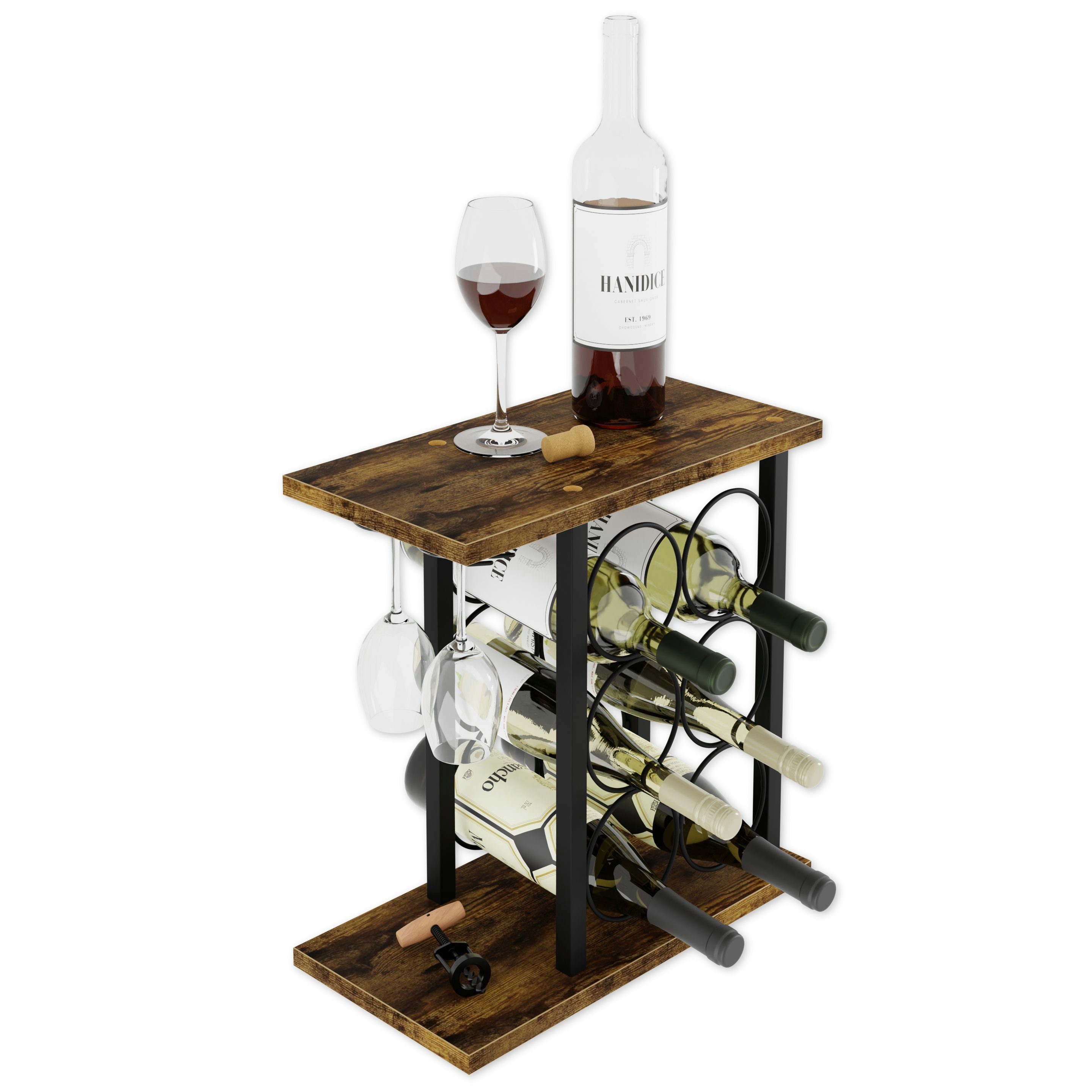 Lenmar Weinregal Weinregal aus Metall, Flaschenregal, Regale, Flaschenhalter LOFT 2-6G
