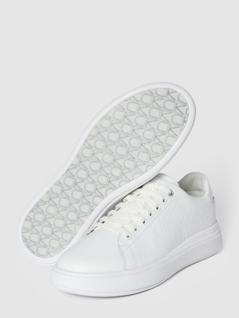 Sneaker aus Leder-Mix mit Label-Details Modell 'RAISED' in weiß