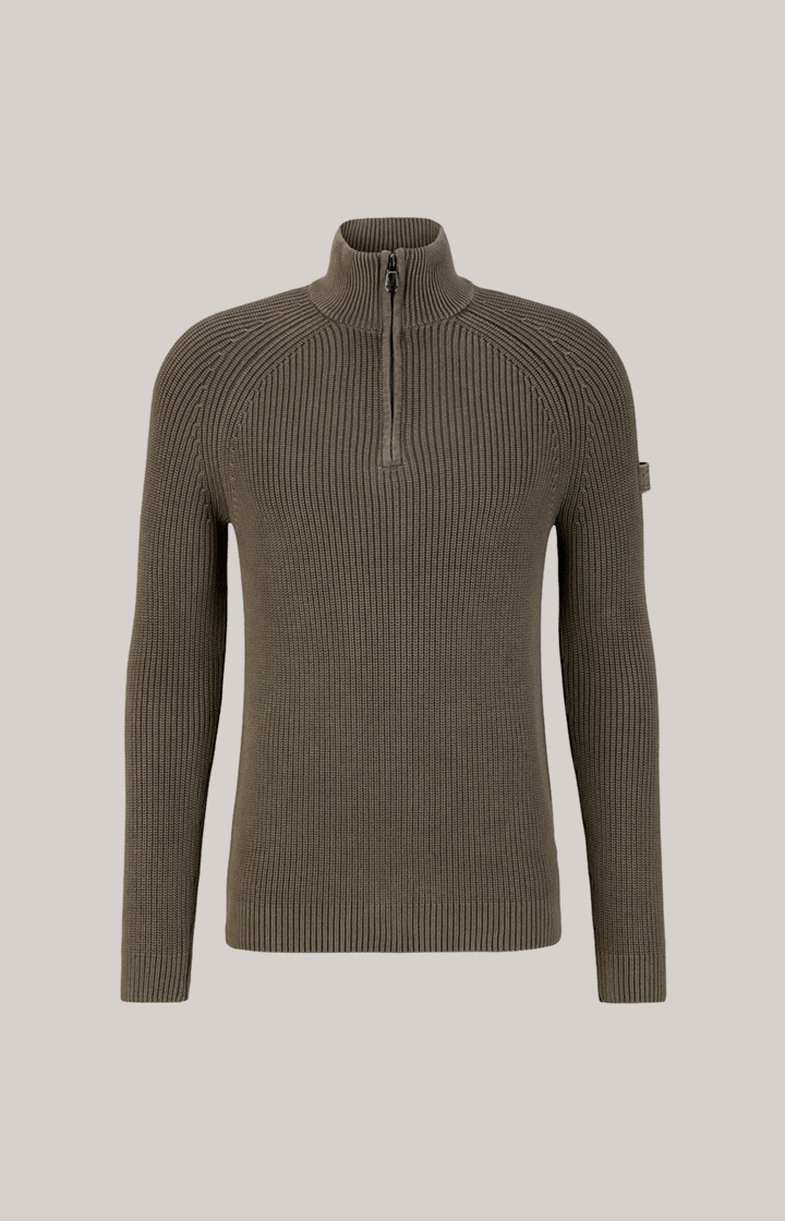 Baumwoll-Pullover Henricus in Oliv-Braun