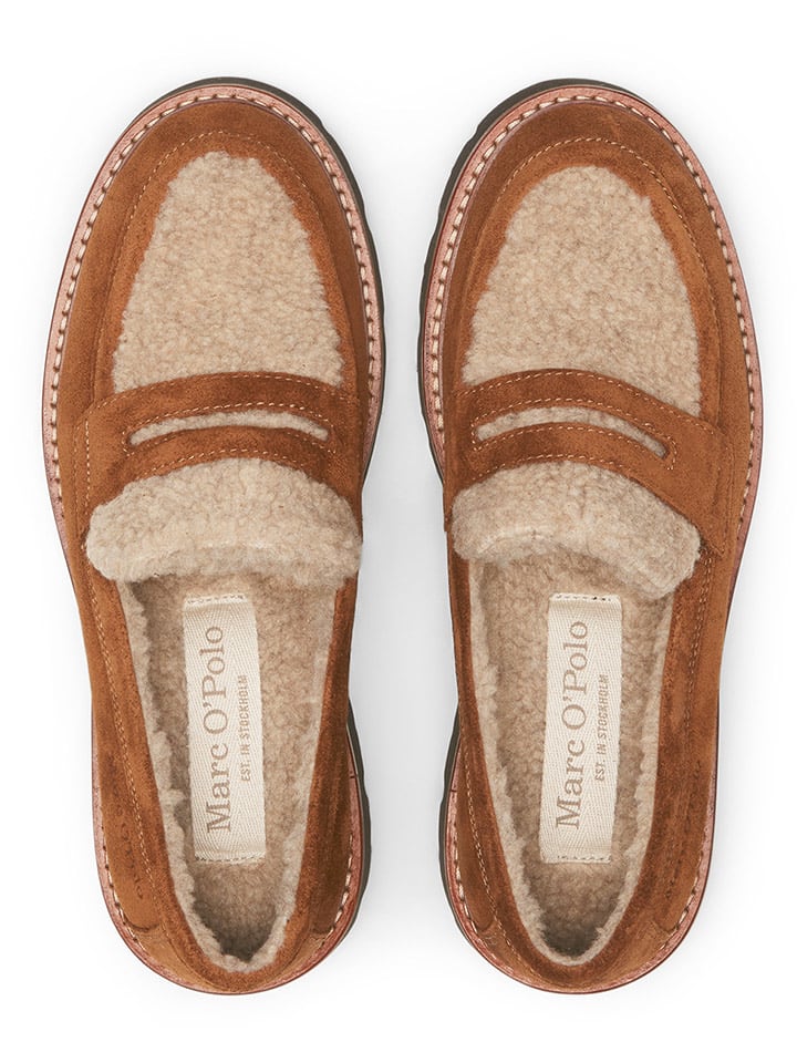 Marc O'Polo Shoes Leder-Mokassins in Hellbraun günstig kaufen