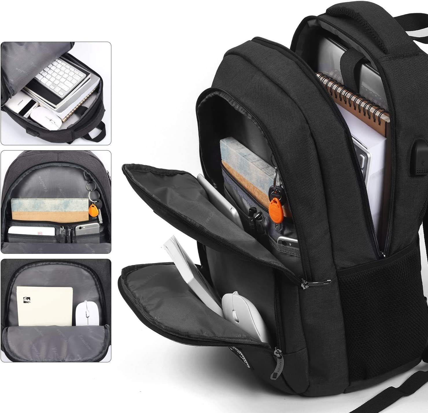 Directin Laptoprucksack Businesstaschen Rucksäcke Schulrucksack Wasserbeständig Laptoptasche (Backpack mit Laptopfach für 15,6-Zoll, mit USB-Lade-Anschluss), mit USB-Lade-Anschluss, mit Laptopfach, Für Laptop bis 15,6,16 Zoll