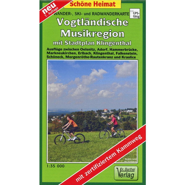 Wander-, Ski- und Radwanderkarte Vogtländische Musikregion mit Stadtplan Klingenthal 1 : 35 000 - Wanderkarte