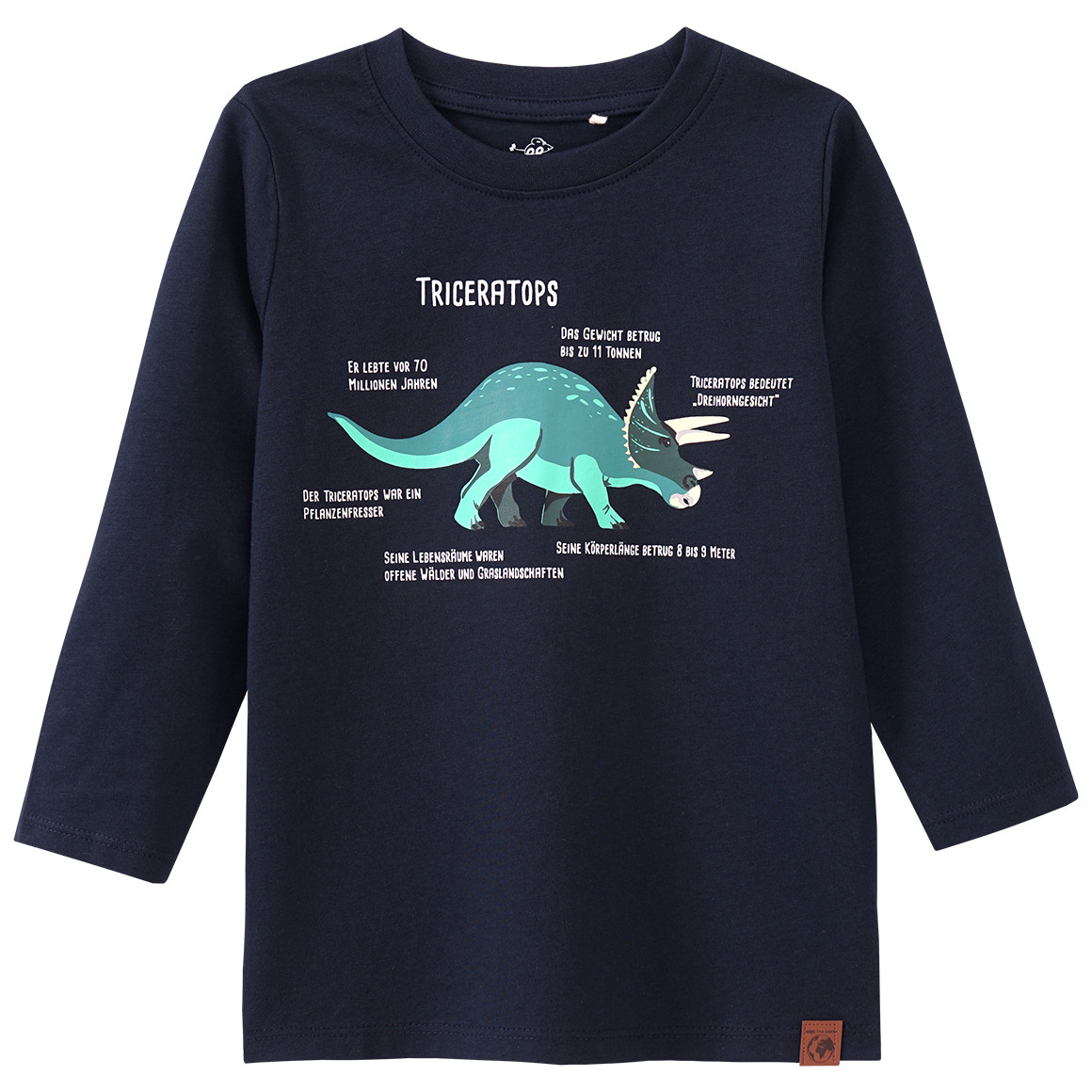 Kinder Langarmshirt mit Triceratops-Print