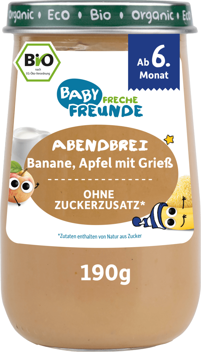 Abendbrei Banane, Apfel, mit Grieß ab dem 6.Monat, 190 g