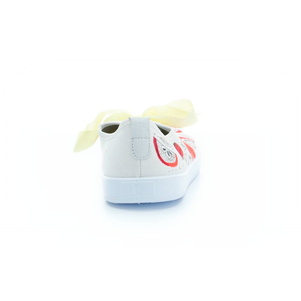 Anatomic Apfel Barfußsneakers mit gelber Schnürsenkel