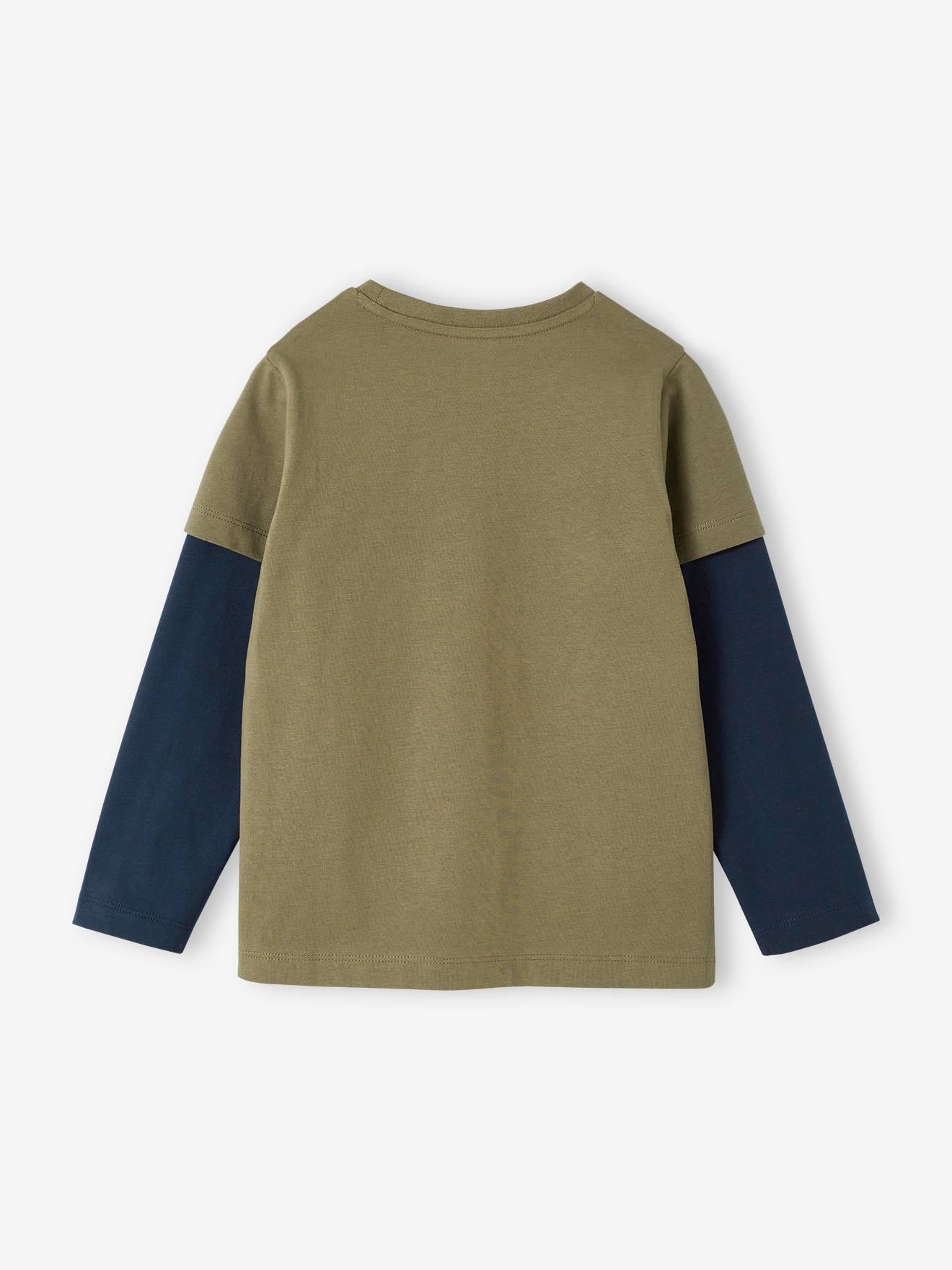 Tee-shirt effet doubles manches garçon bleu glacier