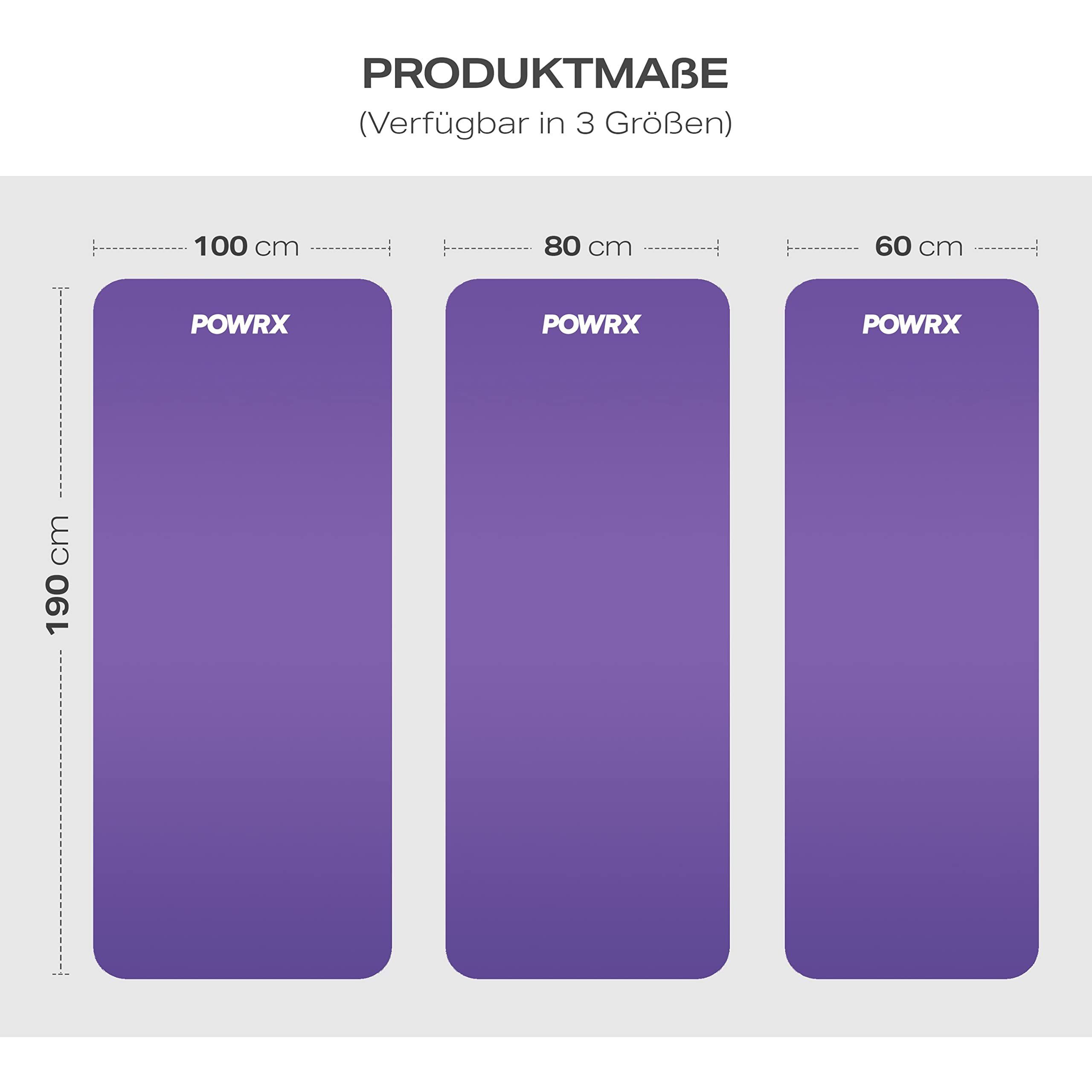 POWRX Yogamatte Gymnastikmatte Yoga-Matte (Lila, 190x80cm) inkl. Tasche+Übungsposter, Violett 190 X 80 X 1.5 Cm