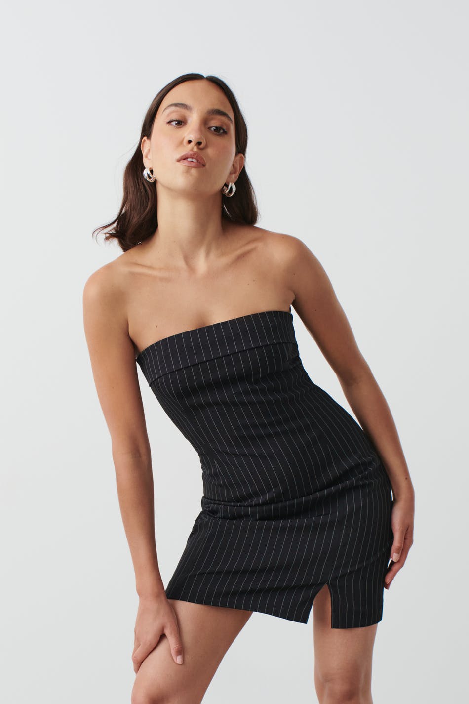 Pinstripe tube dress