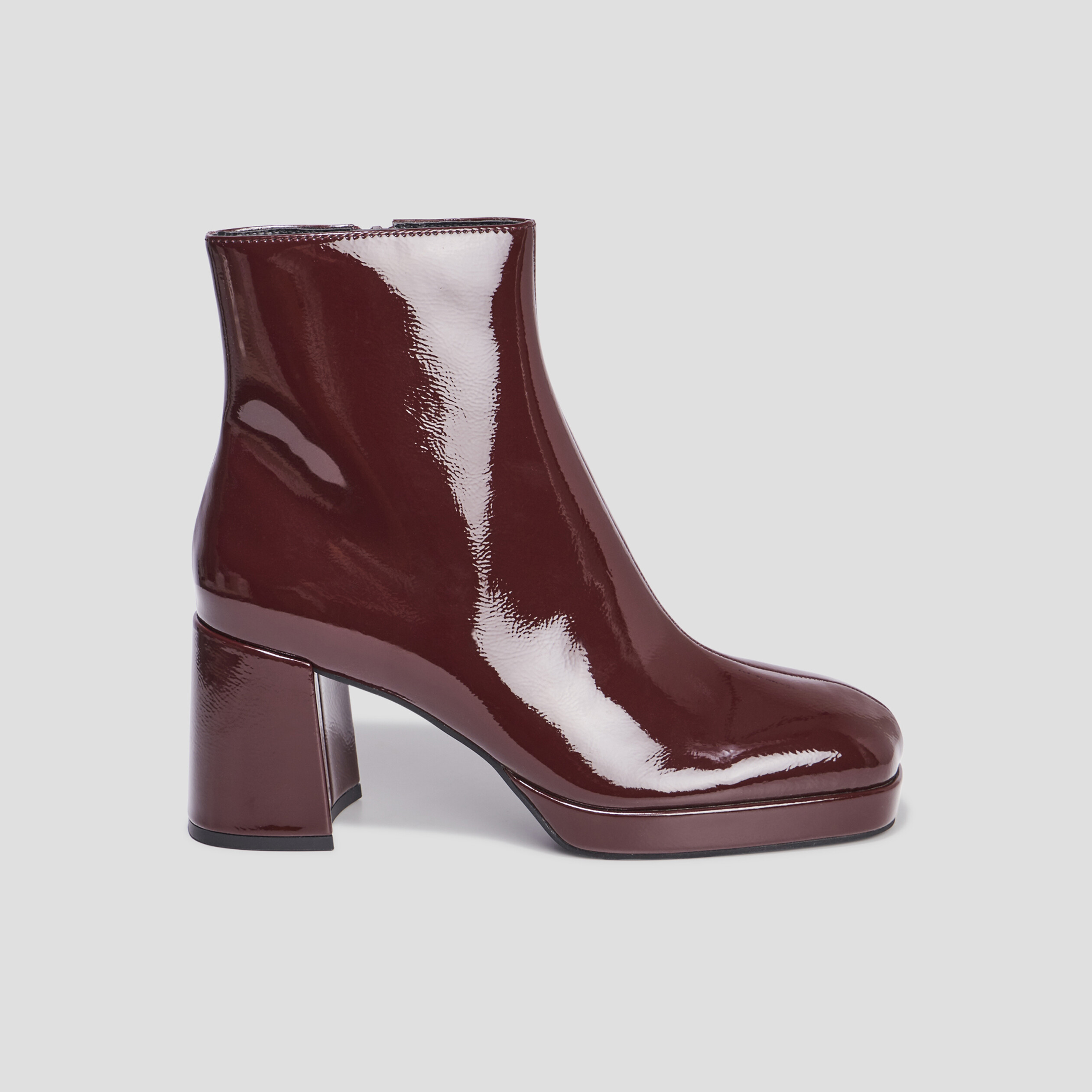 Bottines plateformes vernies à talons bordeaux femme | La Halle