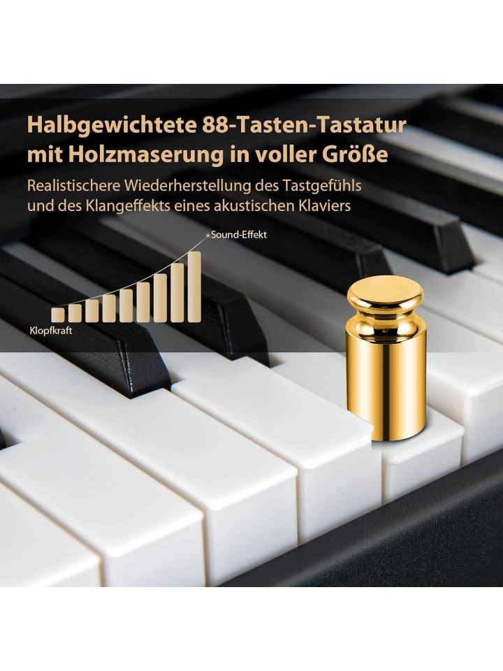 COSTWAY Elektroklavier 88 Tastatur in Weiß günstig kaufen 128 cm