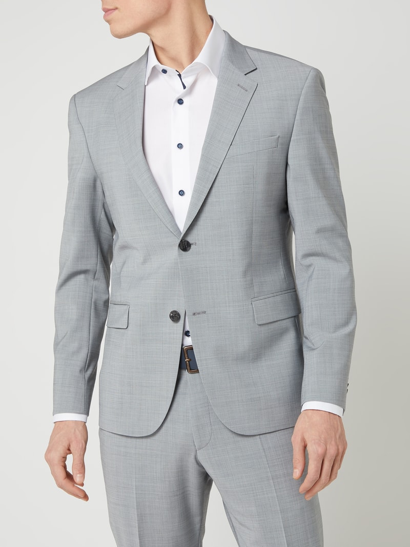Slim Fit 2-Knopf-Sakko mit Stretch-Anteil Modell 'Aidan' in hellgrau
