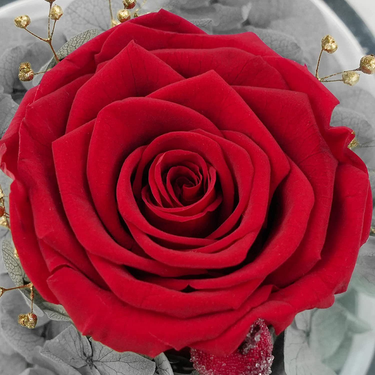 Kunstblume Ewige Rose mit Engel Figur,Geschenke für Mama,Oma Geschenk Weihnachten, Bedee, Höhe 13 cm, Geschenk für Frauen,Ewige Blume in Engel Glaskuppel für Frauen