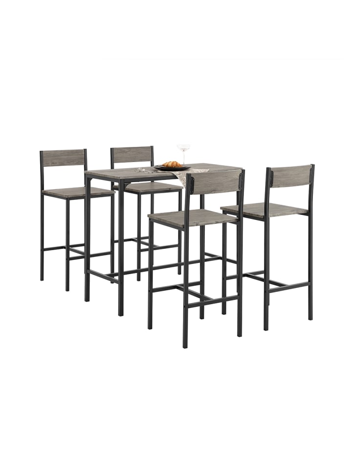 SoBuy Bartisch in Natur und Schwarz - Tisch(B)100 x (H)87 x (T)45cm/Hocker(B)39 x (H)95 x (T)41cm günstig kaufen onesize