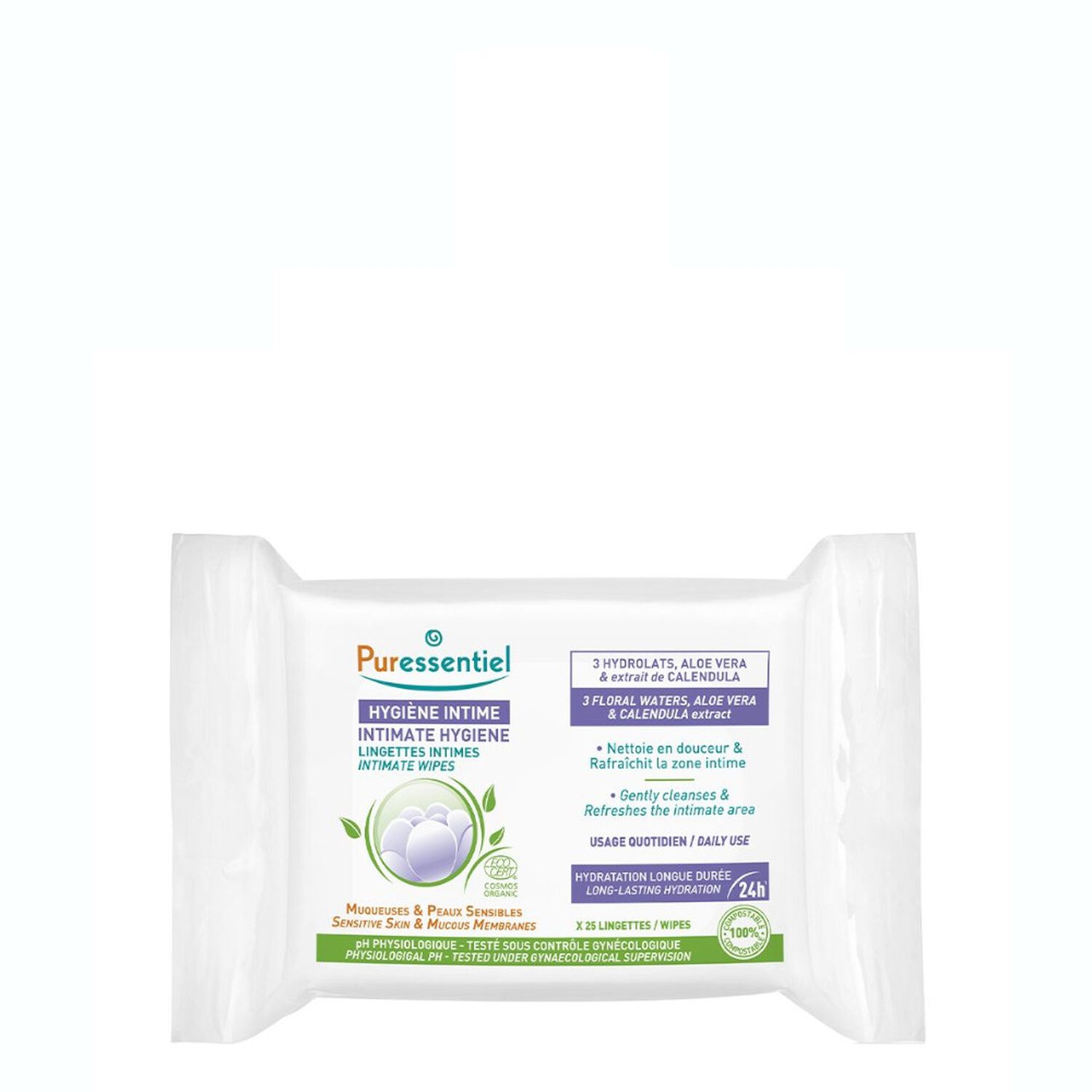 Puressentiel Hygiène Intime Lingettes Intime Quotidiennes Bio x25
