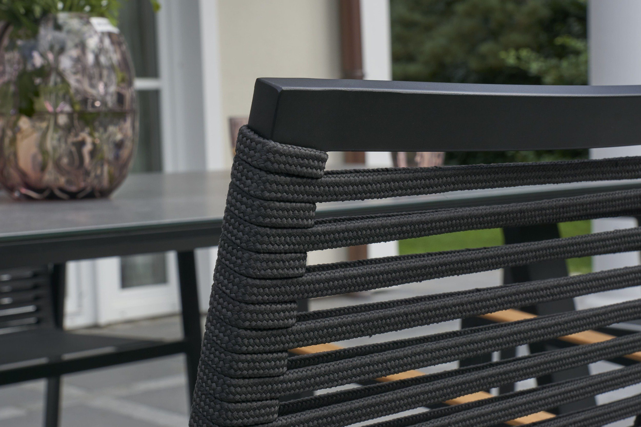 LC Garden Stapelstuhl LC Garden Unicamo Nature Rope Stapelstuhl Rope/Textilen schwarz Teakholz Gartenstuhl