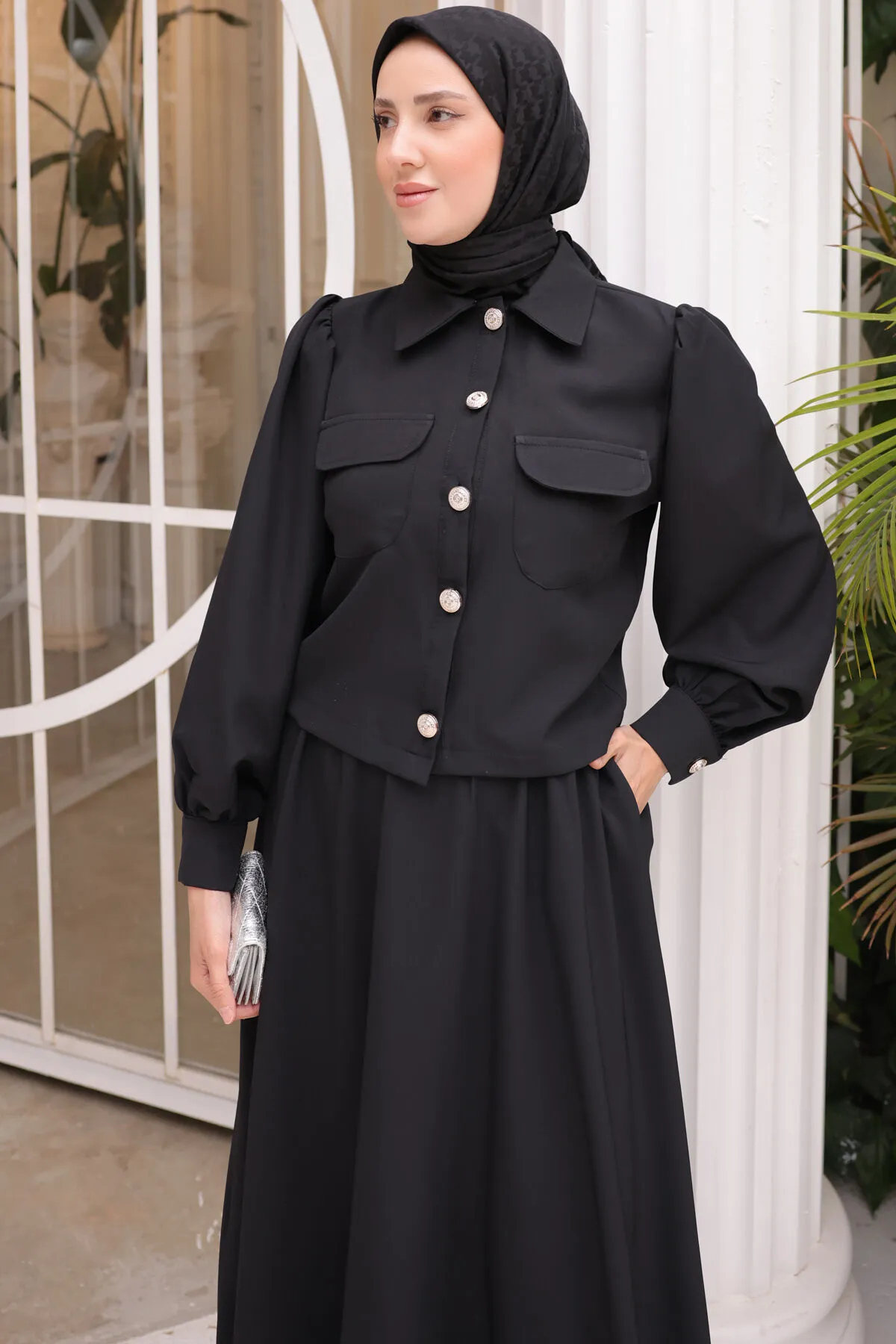 benguen  Hijab-Anzug mit Rock für Damen 2091 Schwarz