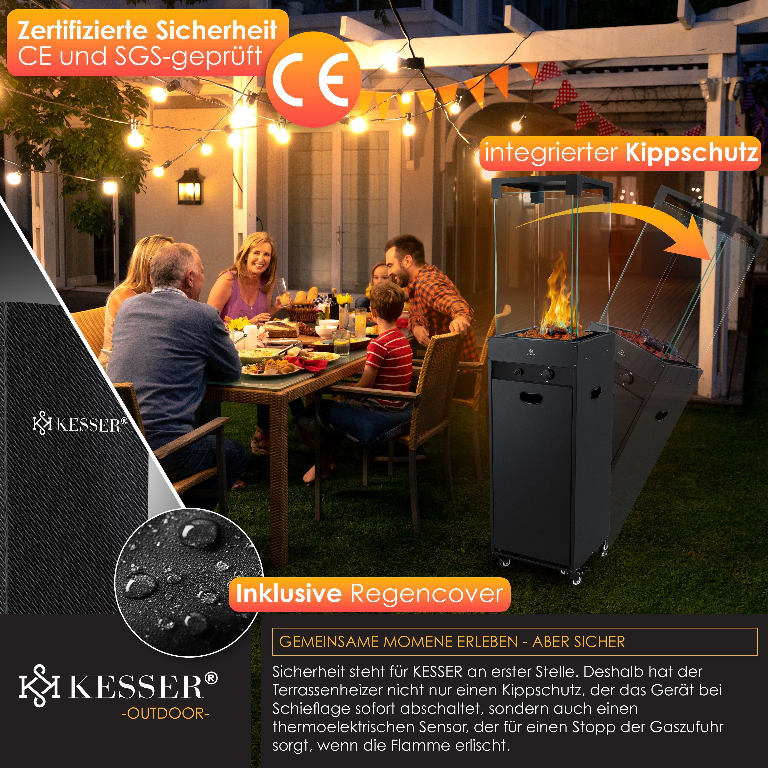 KESSER Heizstrahler, Heizstrahler Gas Terrassenheizstrahler Gasheizung