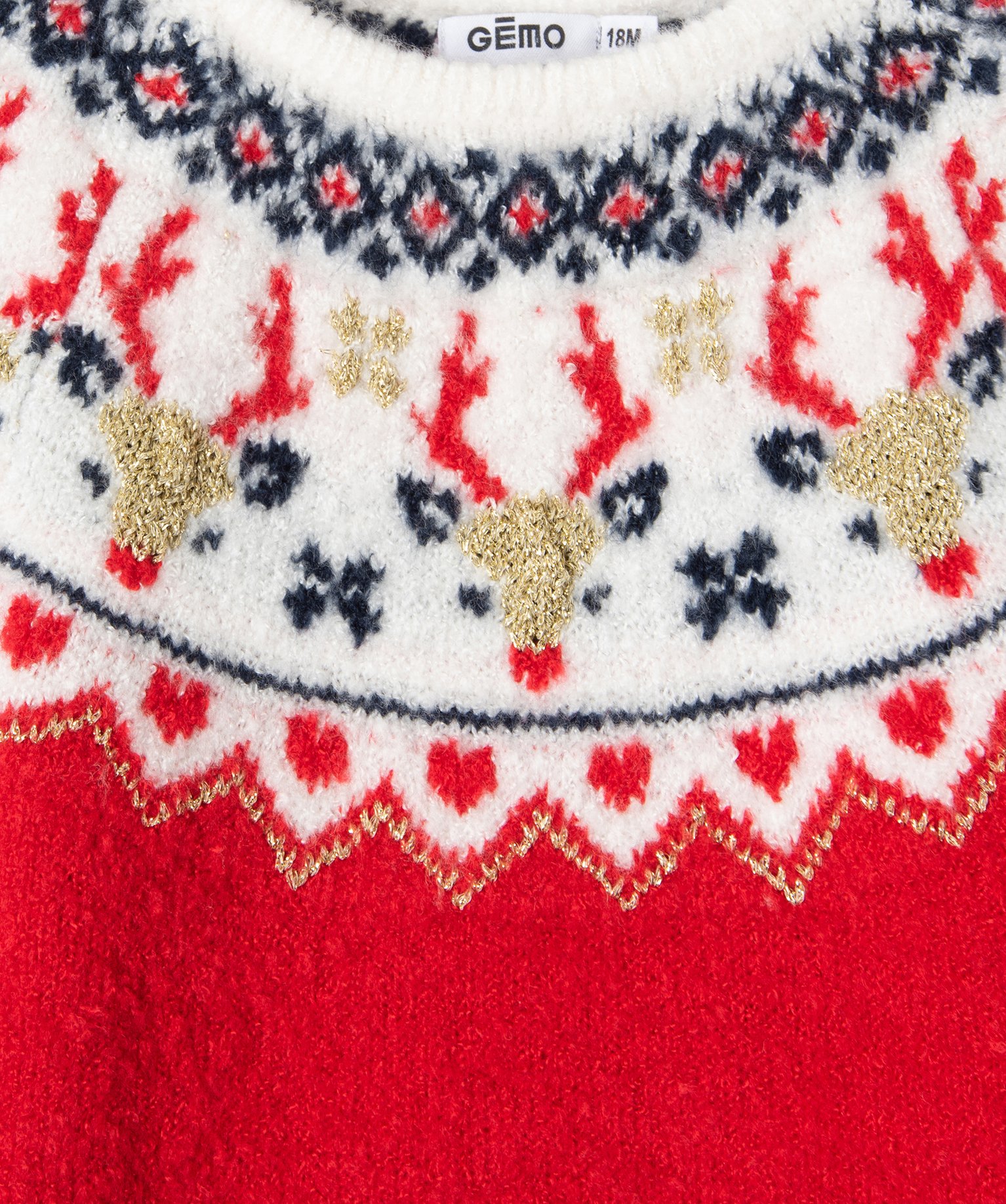 Pull de nol bébé fille à motif jacquard rouge | GEMO