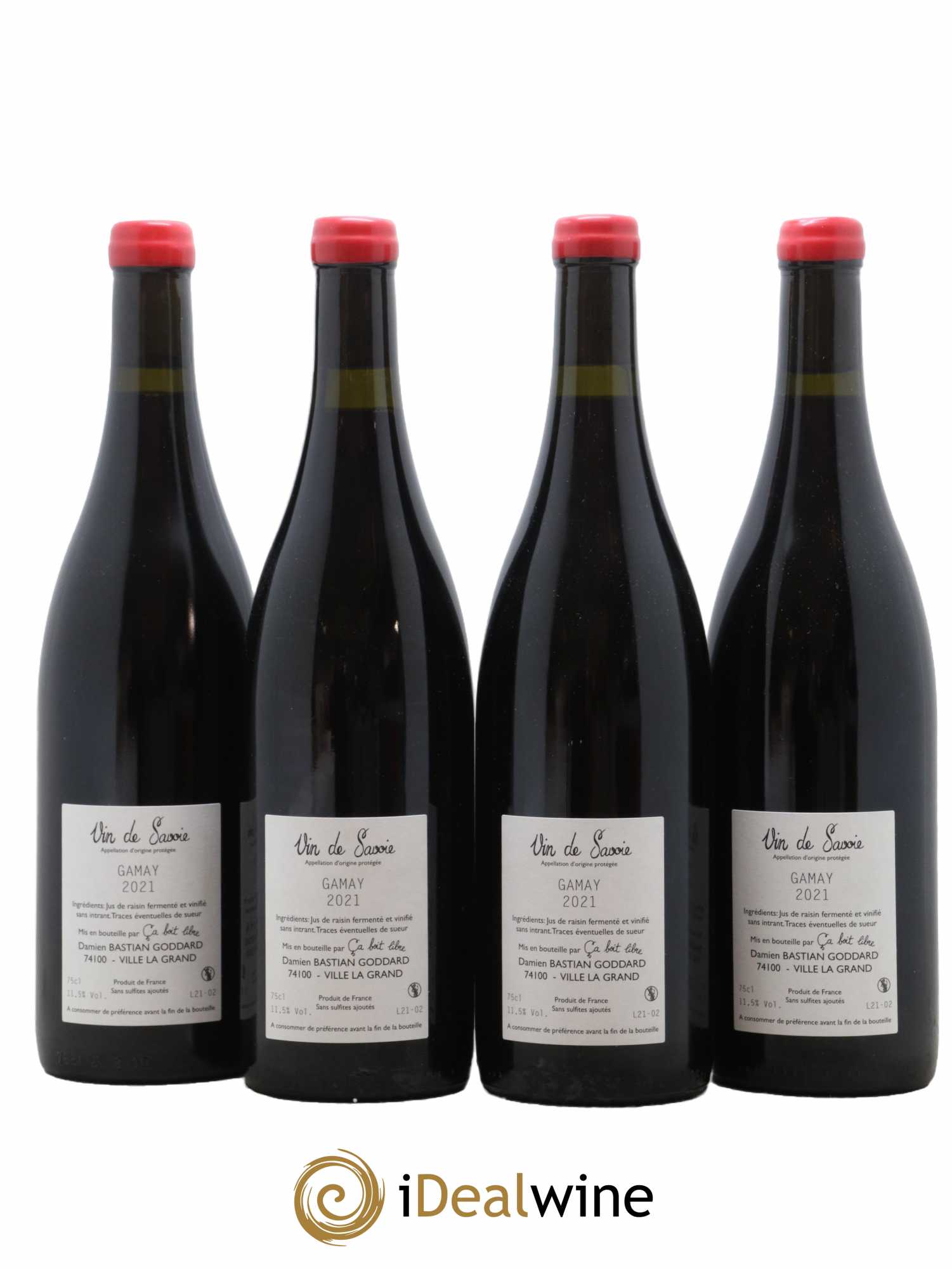 Vin de Savoie Ton rouge d'élevage Domaine Ca boit libre 2021 - Lot de 4 Bouteilles