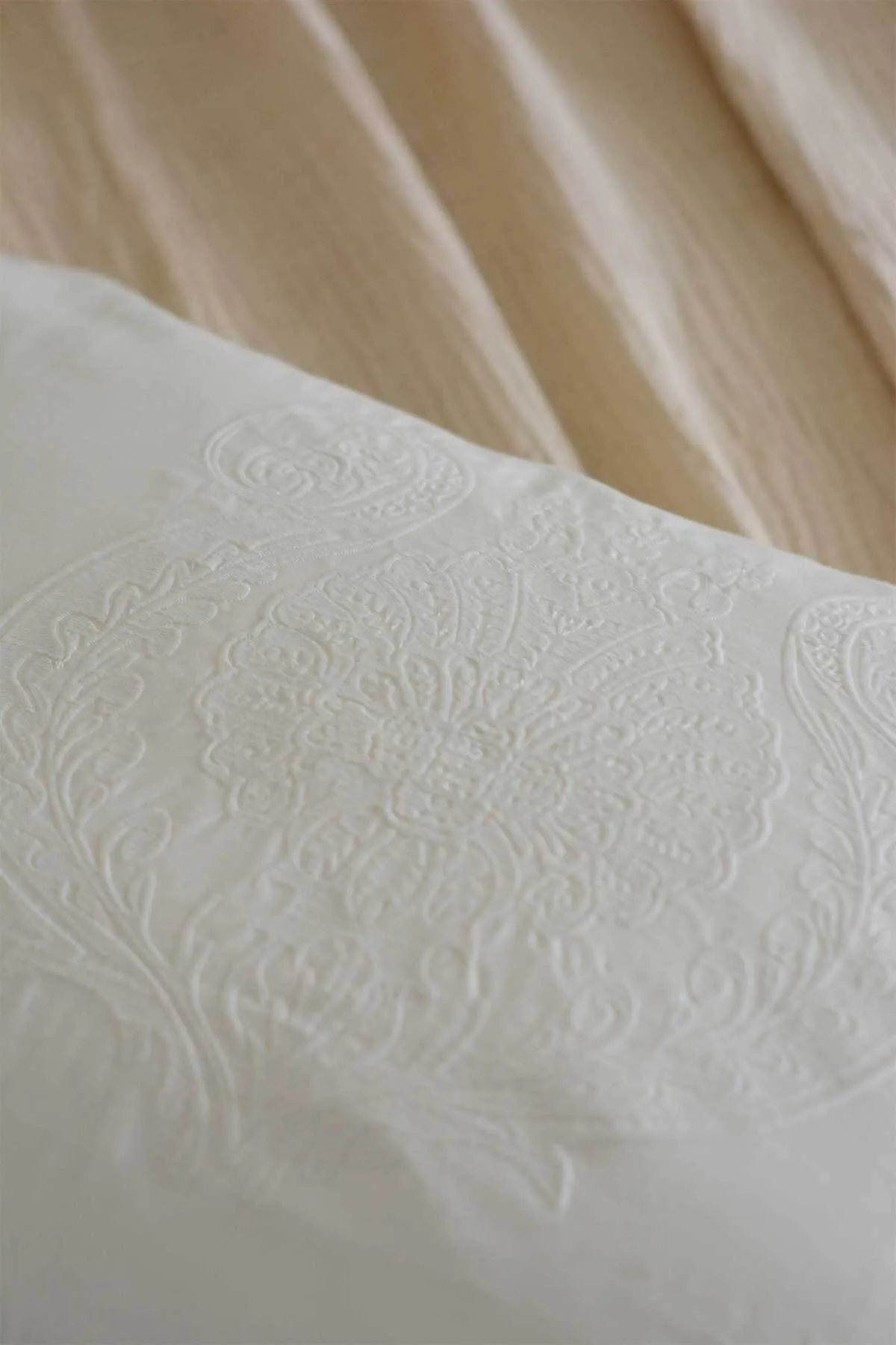 Elart  Bettbezug-Set für Doppelbett, King-Size-Bett, Baumwollsatin, bestickt, 3-teilig, Enora, Weiß