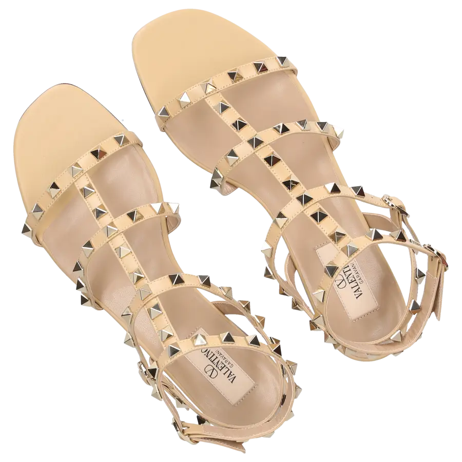 Valentino Garavani - Sandalen ROCKSTUD Kalbsleder - beige
