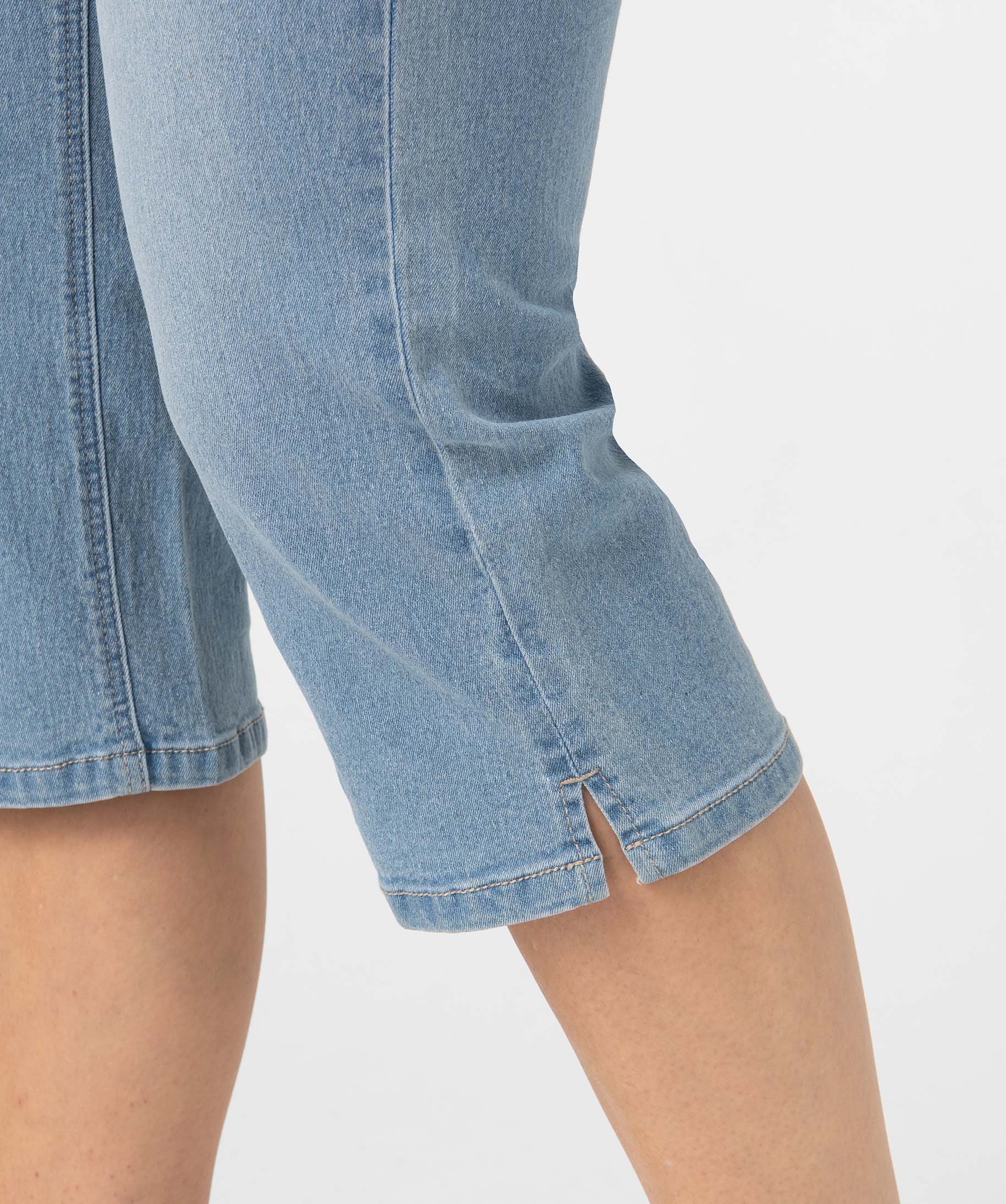 Pantacourt femme en jean coupe Slim bleach | GEMO